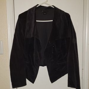 Lane Bryant cropped charcoal velvet jacket